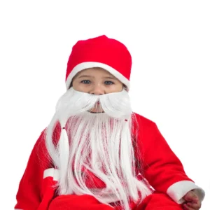 Santa Claus With Beard Complete Set Christmas Kids & Adults Fancy Dress Costume - Premium